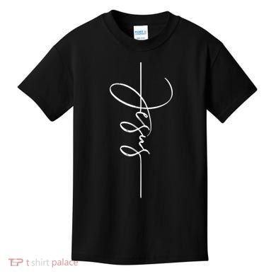 Jesus Signature Cross Script Christ Easter Kids T-Shirt