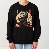 Japanese Samurai Cat Tattoo, Kawaii Ninja Cat Women's Sweatshirt thumb 0