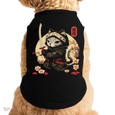 Japanese Samurai Cat Tattoo, Kawaii Ninja Cat Doggie Tank