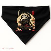 Japanese Samurai Cat Tattoo, Kawaii Ninja Cat USA-Made Doggie Bandana thumb 0