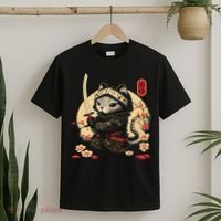 Japanese Samurai Cat Tattoo, Kawaii Ninja Cat T-Shirt thumb 2