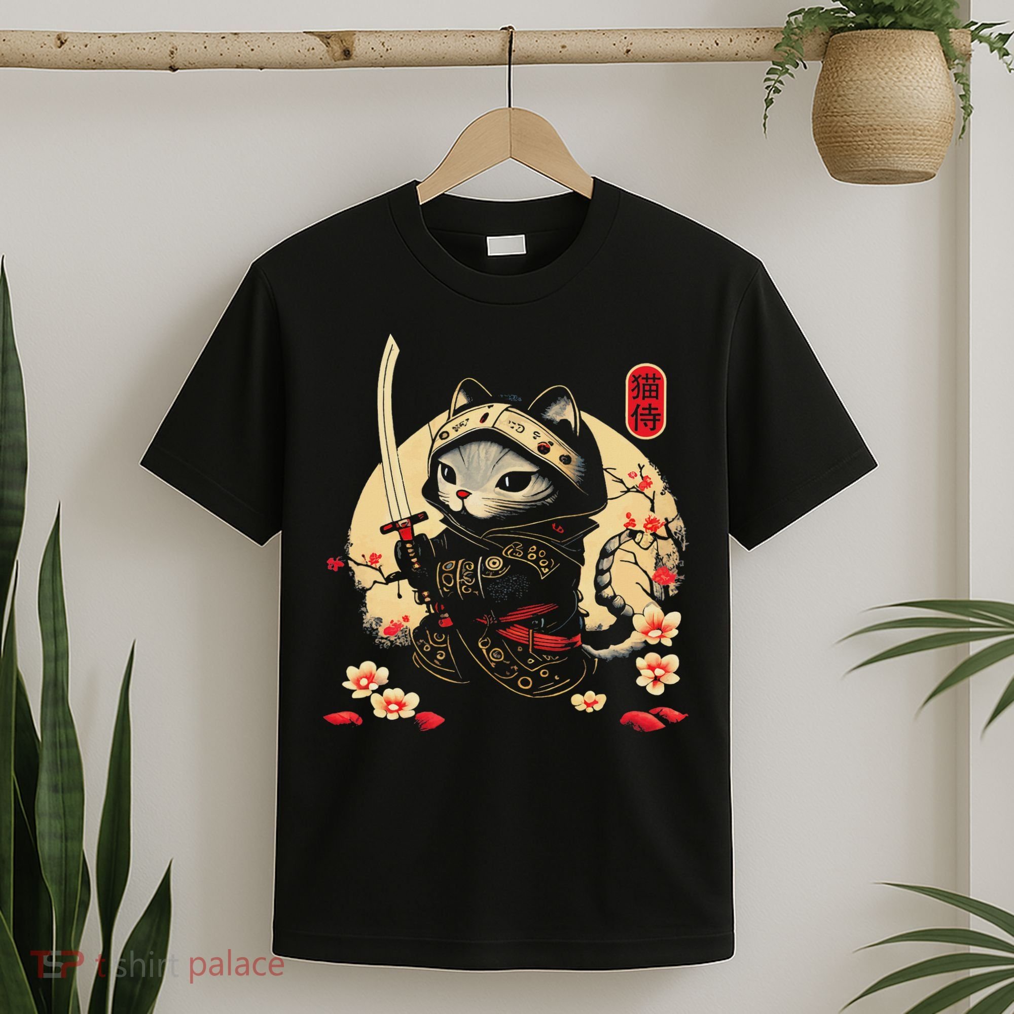 Japanese Samurai Cat Tattoo, Kawaii Ninja Cat T-Shirt