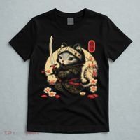 Japanese Samurai Cat Tattoo, Kawaii Ninja Cat T-Shirt thumb 5