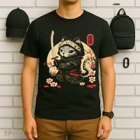 Japanese Samurai Cat Tattoo, Kawaii Ninja Cat T-Shirt thumb 6