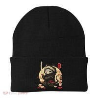 Japanese Samurai Cat Tattoo, Kawaii Ninja Cat Beanie thumb 0