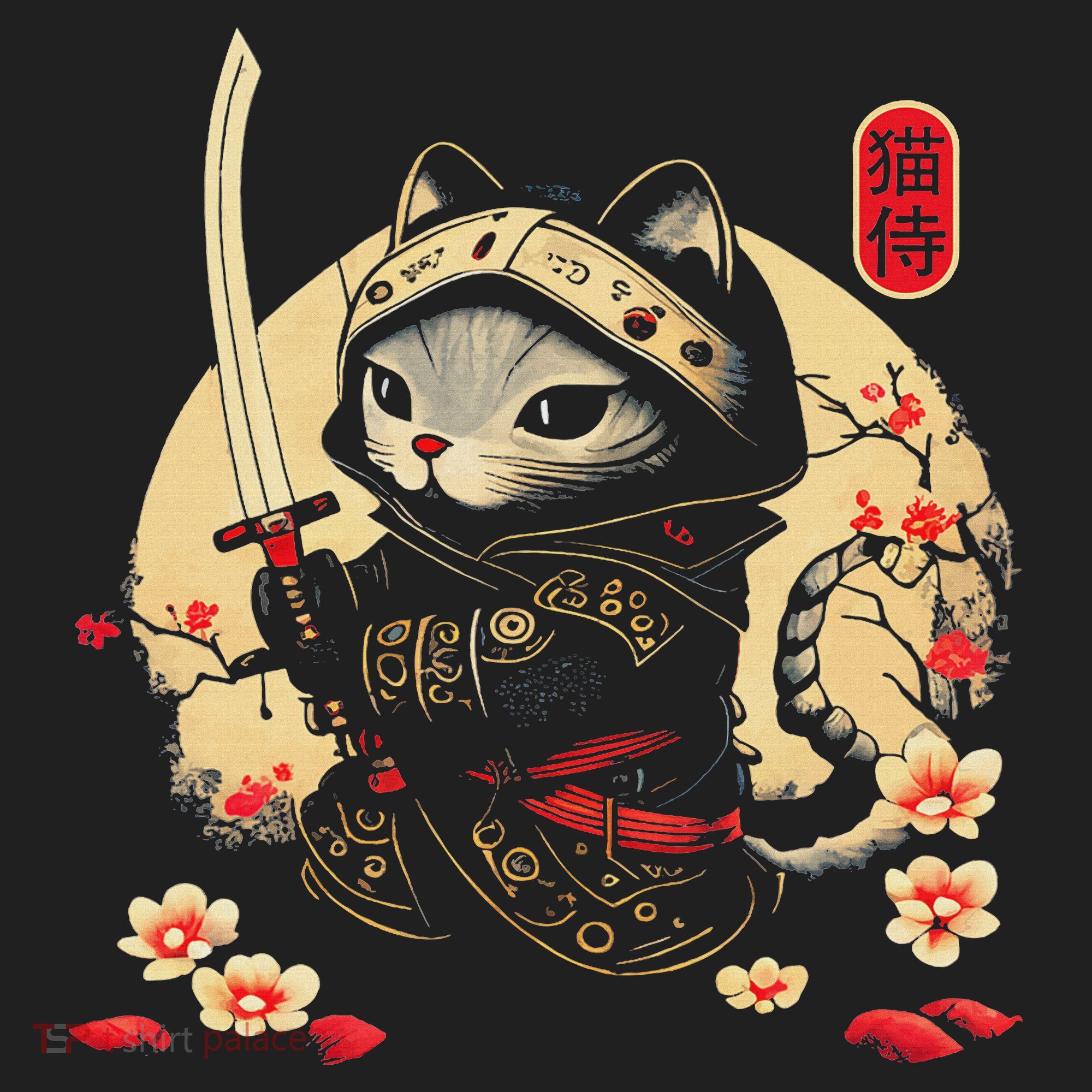 Japanese Samurai Cat Tattoo, Kawaii Ninja Cat Beanie