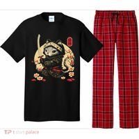 Japanese Samurai Cat Tattoo, Kawaii Ninja Cat Pajama Set thumb 0