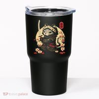 Japanese Samurai Cat Tattoo, Kawaii Ninja Cat Tumbler thumb 0