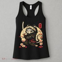 Japanese Samurai Cat Tattoo, Kawaii Ninja Cat Women's Tank Top thumb 3