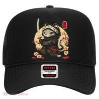 Japanese Samurai Cat Tattoo, Kawaii Ninja Cat Hat thumb 0