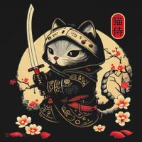 Japanese Samurai Cat Tattoo, Kawaii Ninja Cat Toddler Hoodie thumb 2