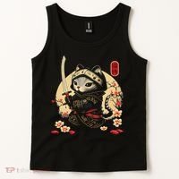 Japanese Samurai Cat Tattoo, Kawaii Ninja Cat Tank Top thumb 2