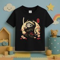 Japanese Samurai Cat Tattoo, Kawaii Ninja Cat Toddler T-Shirt thumb 3