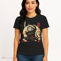 Japanese Samurai Cat Tattoo, Kawaii Ninja Cat Women's T-Shirt thumb 4