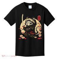 Japanese Samurai Cat Tattoo, Kawaii Ninja Cat Kids T-Shirt thumb 0