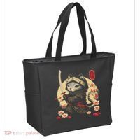 Japanese Samurai Cat Tattoo, Kawaii Ninja Cat Tote Bag thumb 2