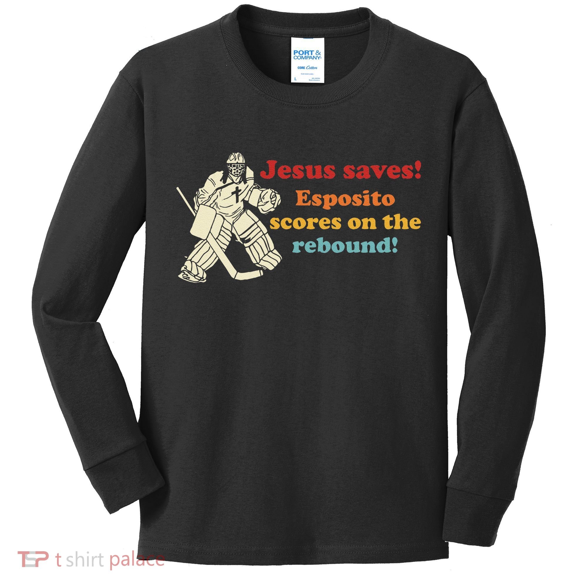 Jesus Saves Esposito Scores On The Rebound Kids Long Sleeve Shirt