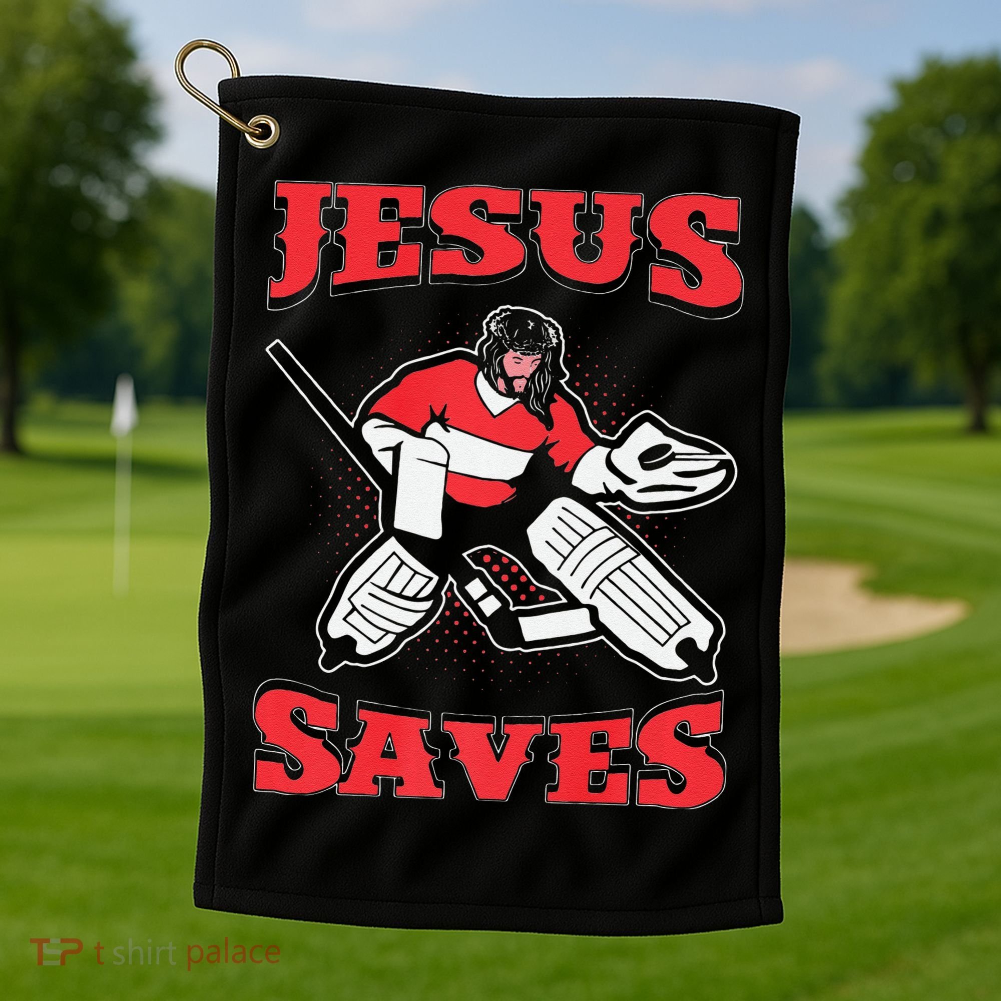 Jesus Saves Funny Hockey 10402 Golf Towel