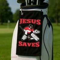 Jesus Saves Funny Hockey 10402 Golf Towel thumb 2
