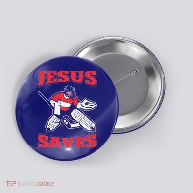 Jesus Saves Funny Hockey 10402 Button