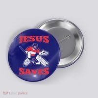 Jesus Saves Funny Hockey 10402 Button thumb 0