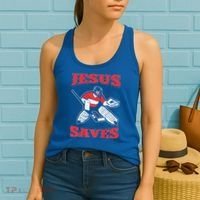 Jesus Saves Funny Hockey 10402 Women's Tank Top thumb 2