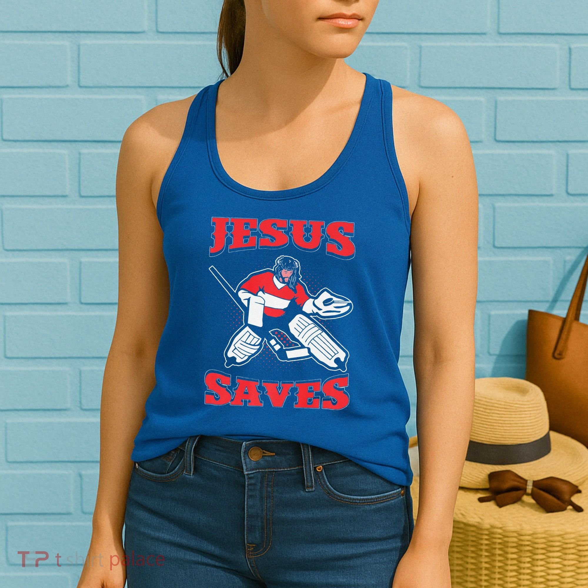 Jesus Saves Funny Hockey 10402 Women's Tank Top