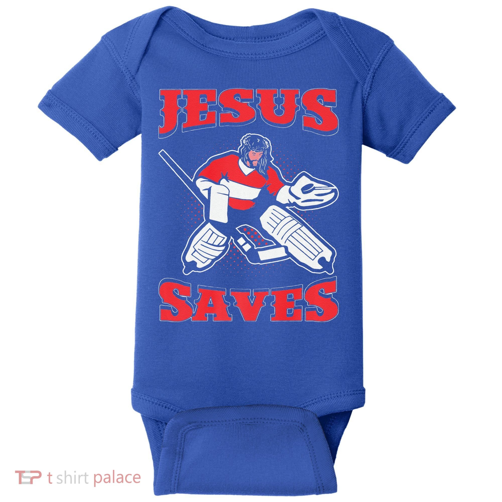 Jesus Saves Funny Hockey 10402 Baby Bodysuit
