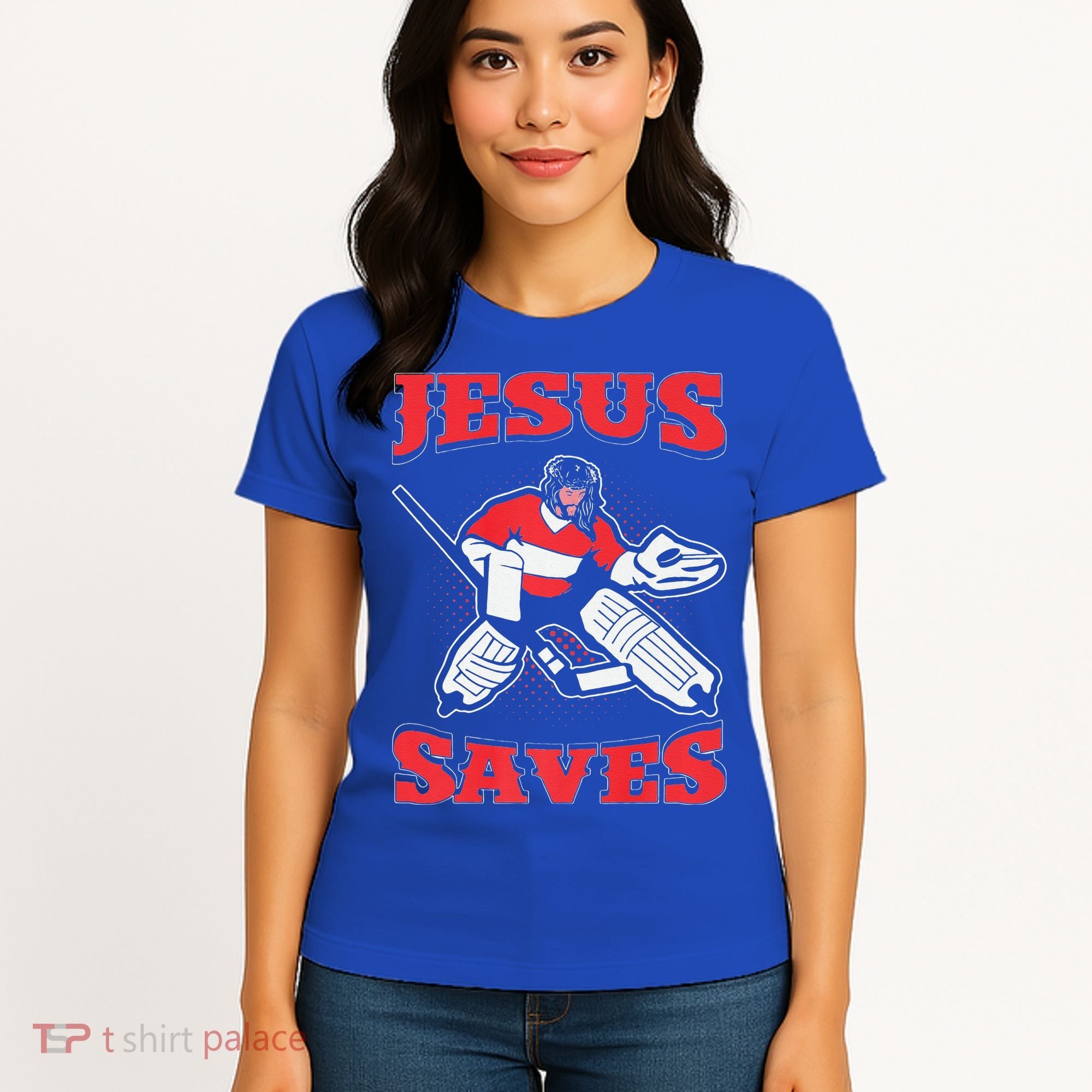 Jesus Saves Funny Hockey 10402 Women's T-Shirt
