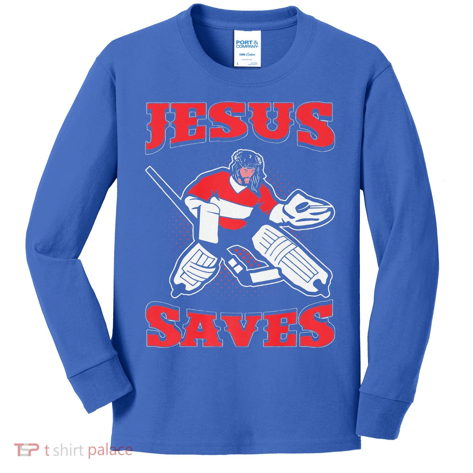 Jesus Saves Funny Hockey 10402 Kids Long Sleeve Shirt