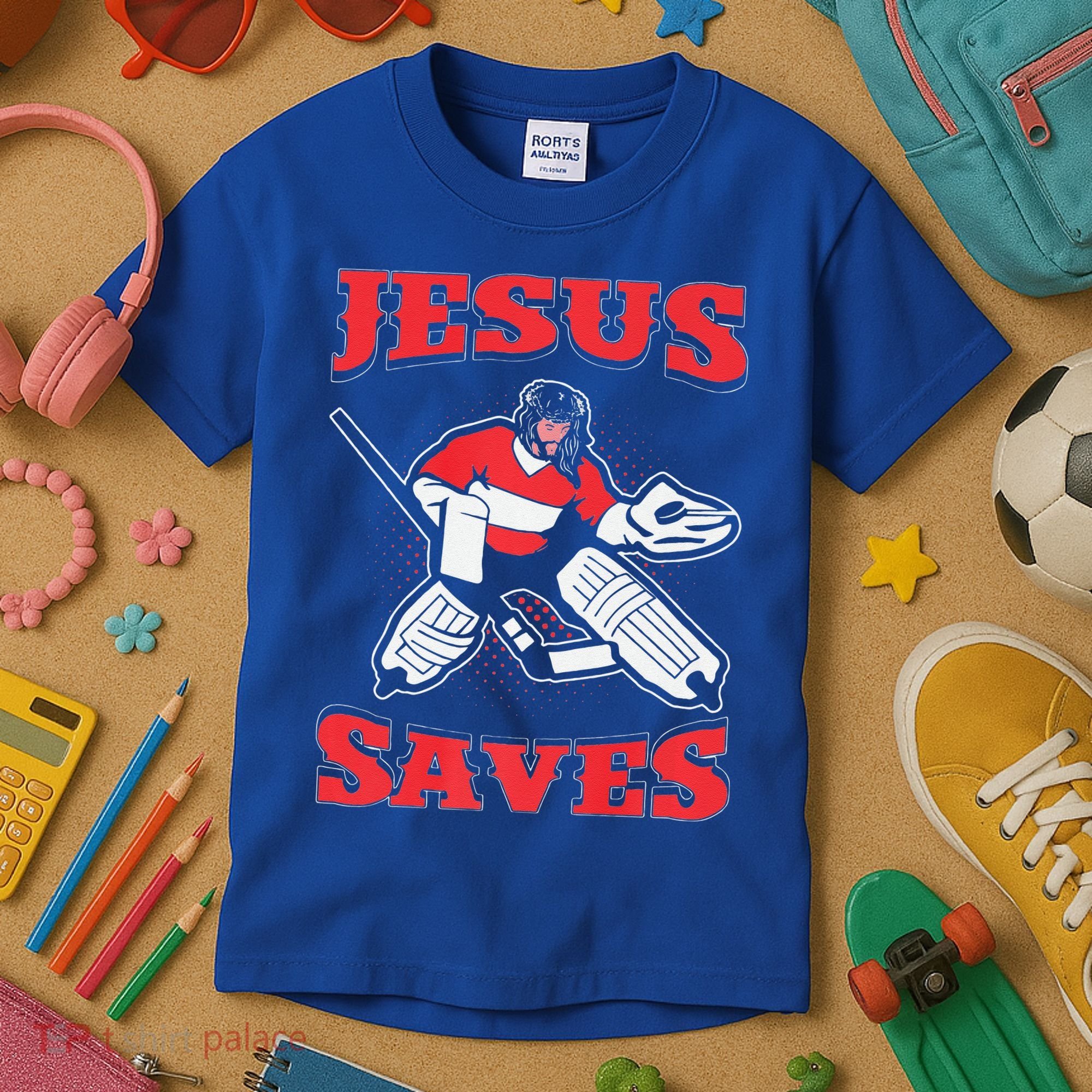 Jesus Saves Funny Hockey 10402 Kids T-Shirt