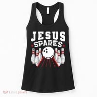 Jesus Spares Funny Christian Bowling Women's Tank Top thumb 0