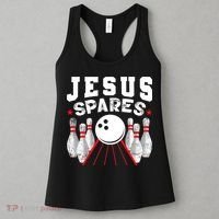 Jesus Spares Funny Christian Bowling Women's Tank Top thumb 3
