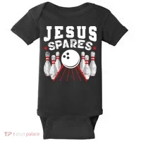 Jesus Spares Funny Christian Bowling Baby Bodysuit thumb 0