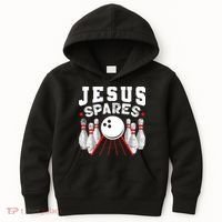 Jesus Spares Funny Christian Bowling Kids Hoodie thumb 0