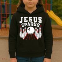 Jesus Spares Funny Christian Bowling Kids Hoodie thumb 3