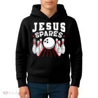 Jesus Spares Funny Christian Bowling Kids Hoodie thumb 4