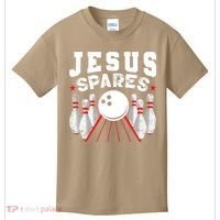 Jesus Spares Funny Christian Bowling Kids T-Shirt thumb 0