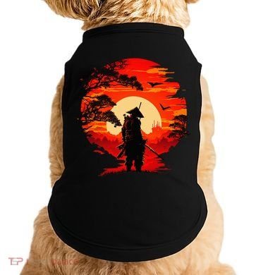 Japanese Samurai Fighter Martial Arts Retro Sunset Doggie Tank