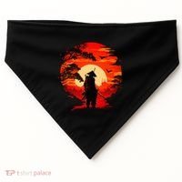 Japanese Samurai Fighter Martial Arts Retro Sunset USA-Made Doggie Bandana thumb 0