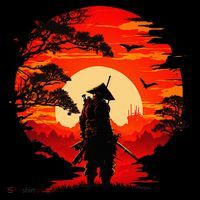 Japanese Samurai Fighter Martial Arts Retro Sunset Bucket Hat thumb 4