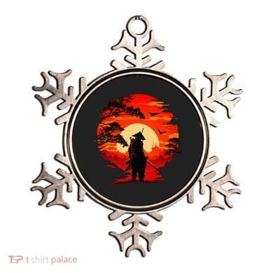 Japanese Samurai Fighter Martial Arts Retro Sunset Ornament