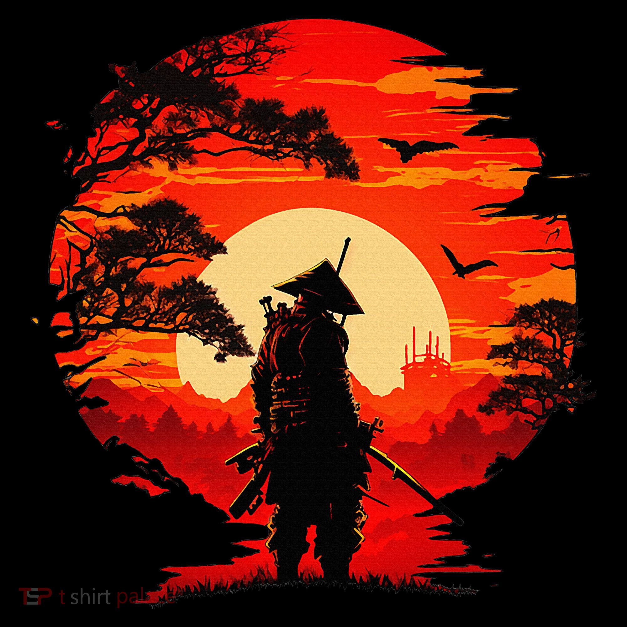 Japanese Samurai Fighter Martial Arts Retro Sunset Ornament