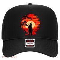 Japanese Samurai Fighter Martial Arts Retro Sunset Hat thumb 0