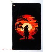 Japanese Samurai Fighter Martial Arts Retro Sunset Golf Towel thumb 0