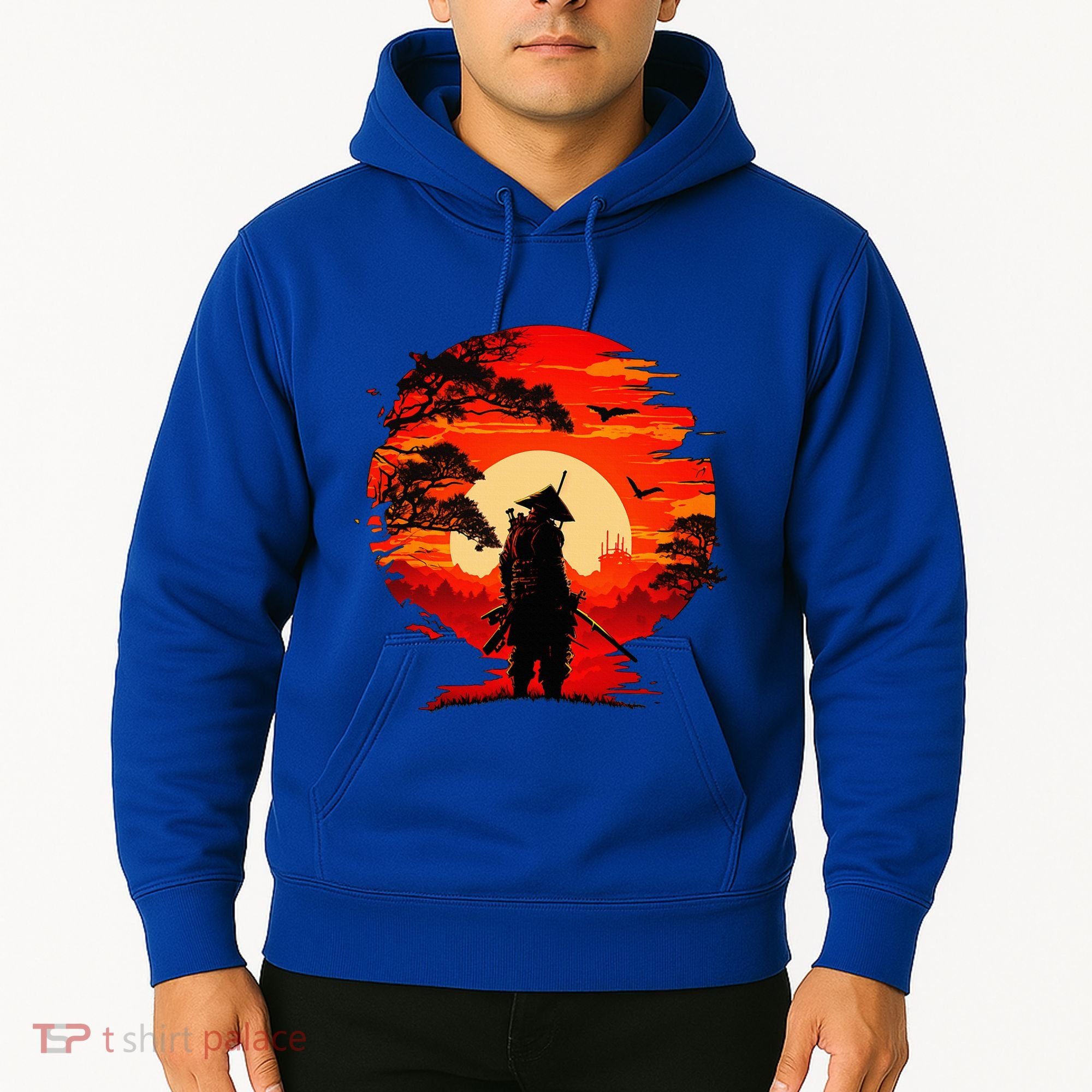 Japanese Samurai Fighter Martial Arts Retro Sunset Hoodie