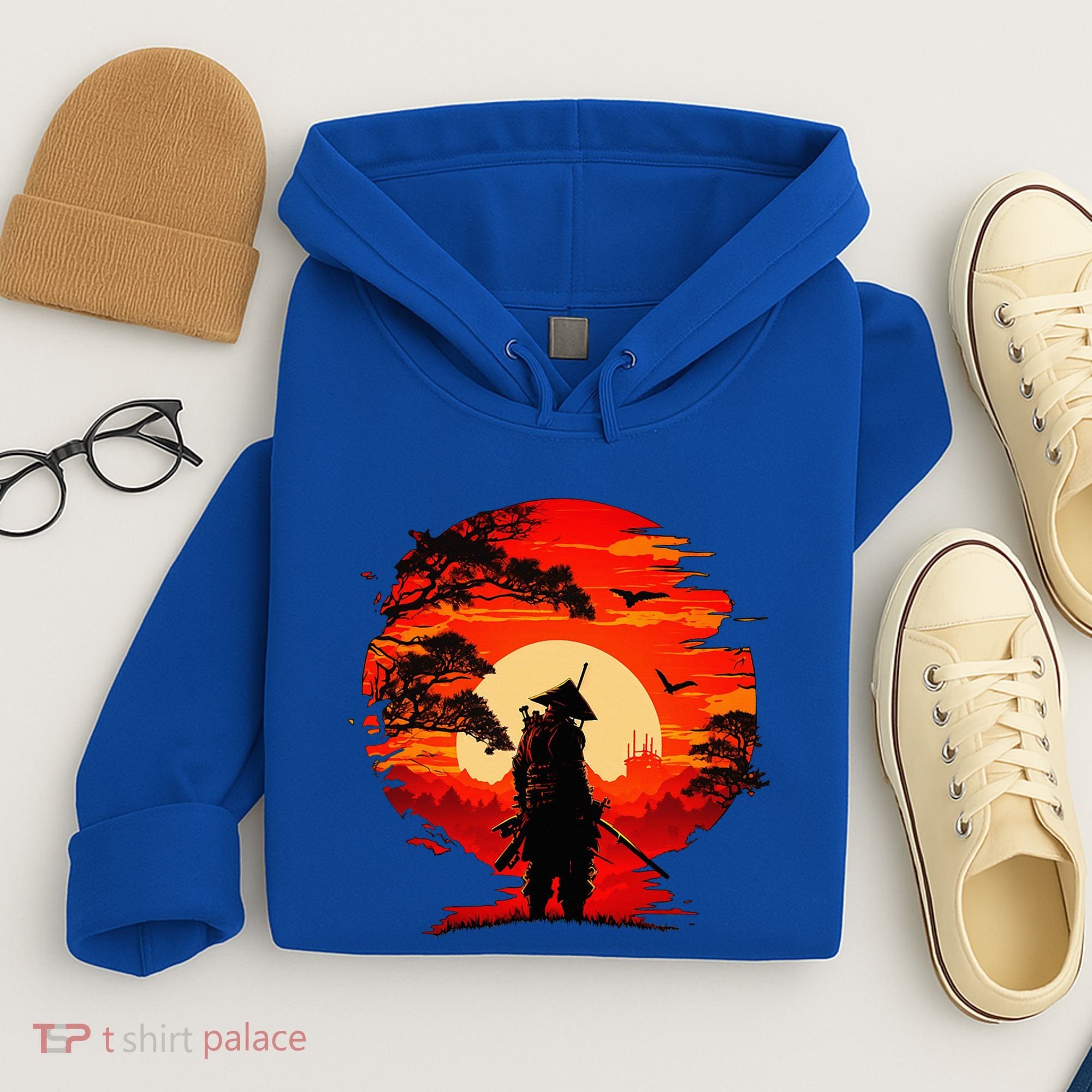 Japanese Samurai Fighter Martial Arts Retro Sunset Hoodie