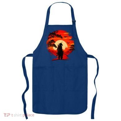 Japanese Samurai Fighter Martial Arts Retro Sunset Apron