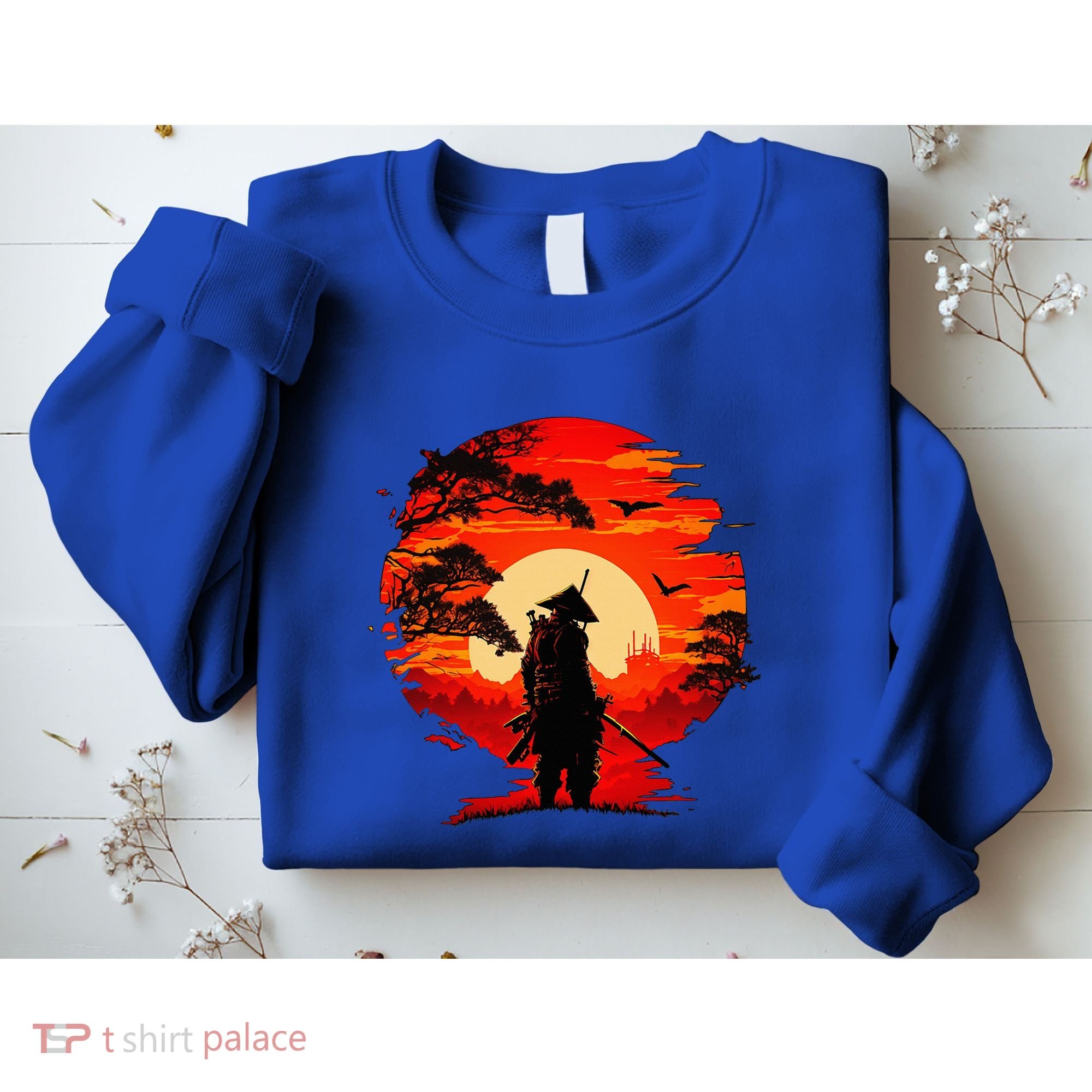Japanese Samurai Fighter Martial Arts Retro Sunset Sweatshirt