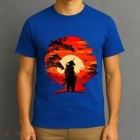 Japanese Samurai Fighter Martial Arts Retro Sunset T-Shirt thumb 3